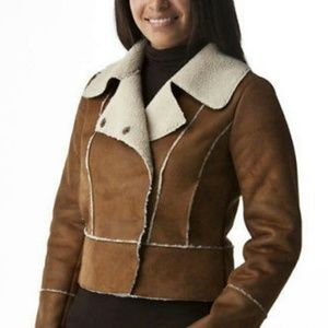 Xhilaration Women Brown Cropped Faux Jacket Coat